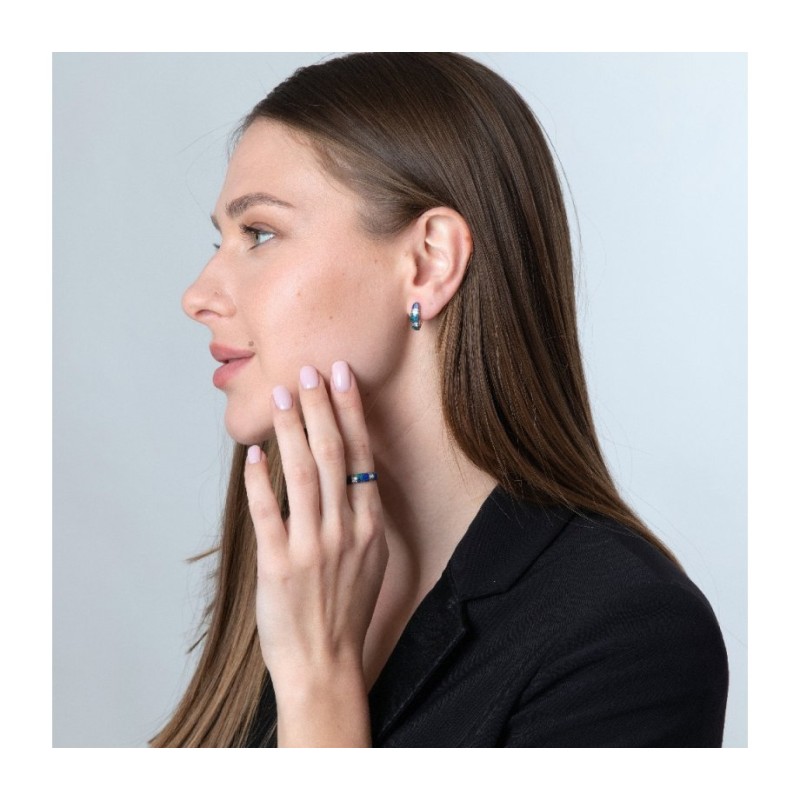 טבעת כסף סטרלינג מעוגלת עם אבן אילת וד... | טבעות יהודיות